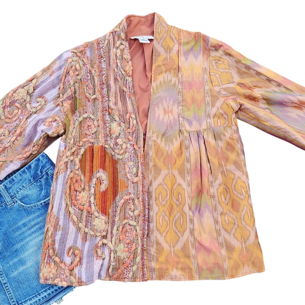 Anii by Natural Silk Wool Patchwork Jacket M Boho Luxe Vintage Art to Wear - Picture 6 of 12